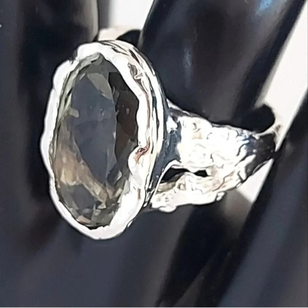 16 ct Natural Green‎ Amethyst 925 Sterling Silver Size 7 - Picture 6 of 10